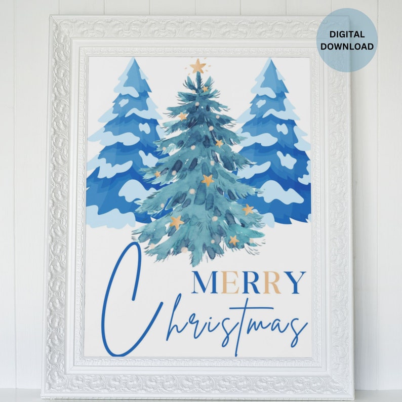 MERRY CHRISTMAS/ Holiday Wall Art/ Festive Printable/ Etsy