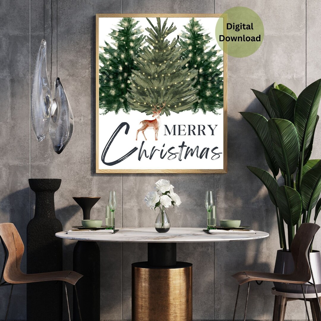 MERRY CHRISTMAS/ Holiday Wall Art/ Festive Printable/ Etsy
