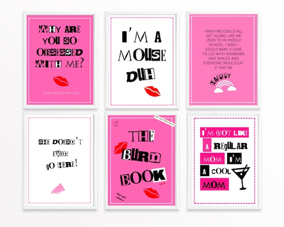 Mean Girls Party Posters Bundle X 10 Mean Girls Printable Party Signs Mean  Girls Party Decorations Mean Girls Flyer Instant Download 