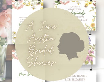 Poster per addio al nubilato di Jane Austen / Decorazioni floreali per feste in stile Regency (download digitale)