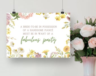 Poster per addio al nubilato di Jane Austen / Decorazioni floreali per feste in stile Regency (download digitale)