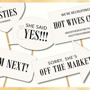 Engagement / Hen Do / Bachelorette Party Photobooth Props | Print-at-home Instant Download!