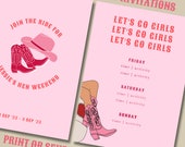 Cowgirl Hen Party Invitation | Editable Bachelorette Invite (Digital or Print)