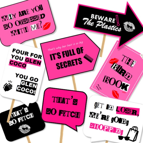 MEAN GIRLS Party! 14+ Printable Photobooth Props Party Decorations | Perfect for Parties, Bachelorettes & Hen Dos