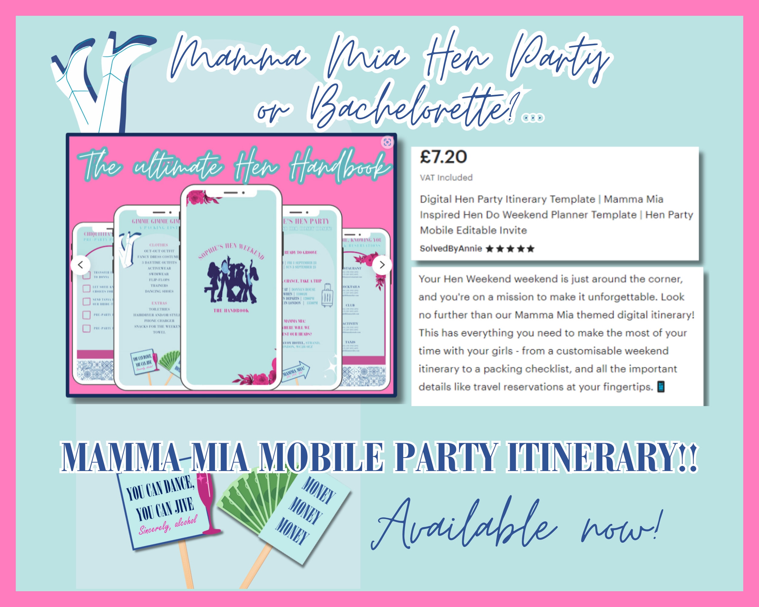 Mamma Mia Party Bachelorette & Hen Party Photobooth Props Mamma