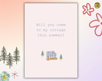Will you come to my cottage this summer? Greeting Card / Heated Rivalry Postcard, Shane Hollander & Ilya Rozanov Inspired Digital Download