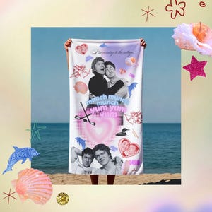 Heated Rivalry Beach Towel: Munch Munch Munch Yum Yum Yum, Shane Hollander & Ilya Rozanov inspired, quoting Hudson Williams