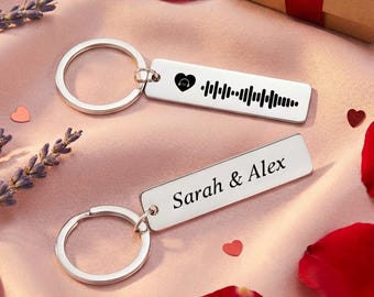 Personalized Spotify Code Keychain, Engraved Stainless Steel Music Keyring