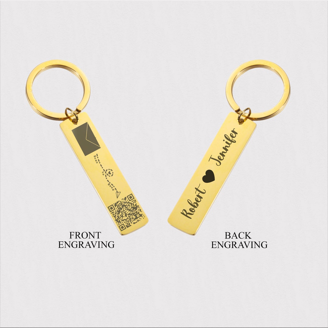 Engraved QR Code Secret Message Valentine Day Gift Keychain,scan to ...