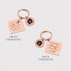 Engraved Welcome New Home Keychain, First Apartment Gift, Unique Housewarming Gift for Real Estate, First Home Keyring,Happy Valentines Gift