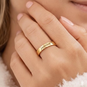 Personalized Engraved Stainless Steel Band Ring: Custom Name, Coordinates