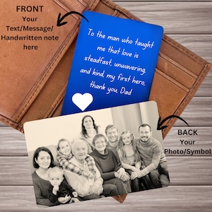 Tarjeta de billetera personalizada Tarjeta del Día del Padre para papá de hijo o hija Tarjeta de metal con foto Tarjeta de billetera grabada con láser Tarjeta de collage de fotos personalizada