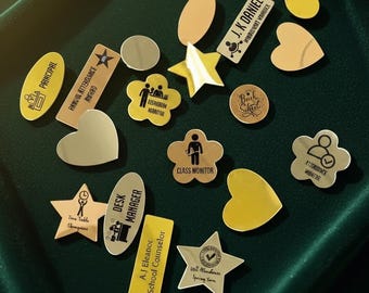 Personalized School Badge: Laser Engraved Custom Name Tag Pin