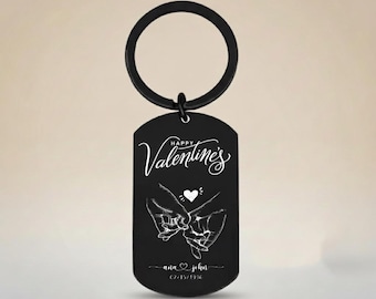 Personalized Music Plaque Keychain Engraved Song Dog Tag Custom Audio Anniversary Gift Him