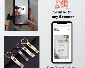 Engraved QR Code Secret Message Valentine Day gift keychain,Scan to Read Digital Letter Keychain,voice recording gift,BTS Sound Wave Keyring