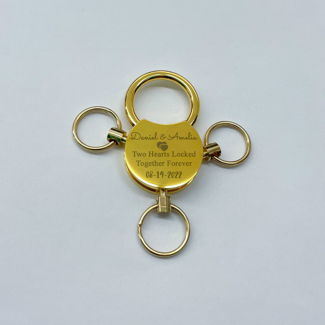 Men's Car Keychain Trinket Keyring 3 Key Rings Engraved Etsy