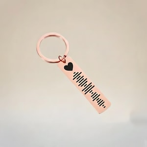 Custom Audio QR Code Keychain: Personalized Sound Wave Engraved Keyring
