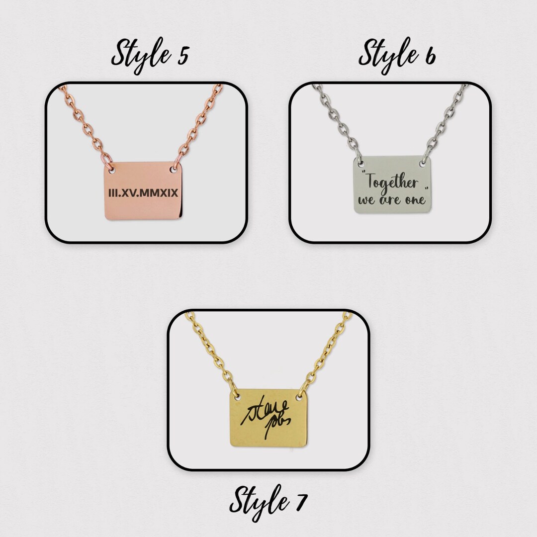 Square Name Plate Personalized Engraved Necklace, Custom Name Couple