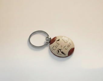 Rotating Keychain: Custom Name Fingerprint Personalized Jewelry Gift