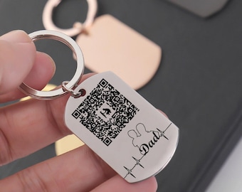 Soundwave QR Code keychain, Voice Recording Keychain, Audio Scan Keychain, Music Keychain, Personalised Keyring, Husband Valentine Gift