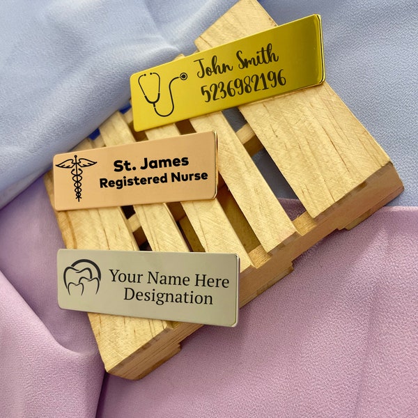 Personalized Doctor Name Tag Brooch, Custom Lapel Pin for Nurses, Engraved Medical Brooch Pin Logo Symbol Gift for Healthcare Workers