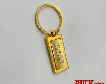 Custom Engraved Gold Keychain: New Home Gift, Room Number Keyring