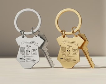 Engraved Baby Stats Keychain: Personalized Birth Keepsake