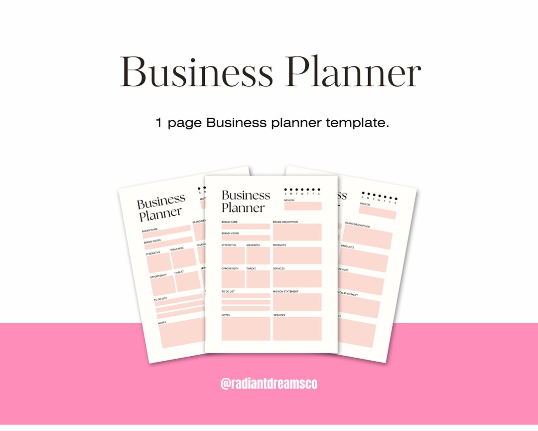 Business Plannertemplates, Printable Business Plan Page, Downloadable