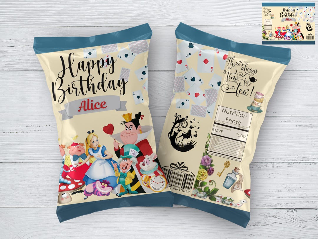 Alice in Wonderland Chip Bag: Personalized Birthday Party Favor ...