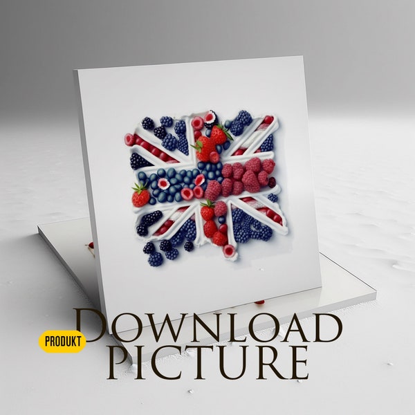 British flag (Union Jack) made of berries, and cottage cheese... Modern, abstract, realistic... your mural download!