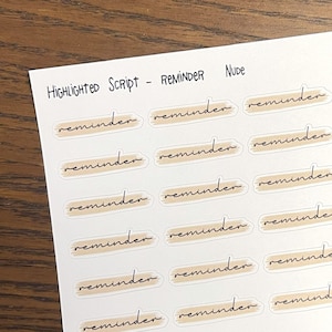 RECORDATORIO / Texto resaltado / Pegatinas de encabezado resaltado / Pegatinas de script funcional / Pegatinas de planificador, Bujo / Pegatinas minimalistas