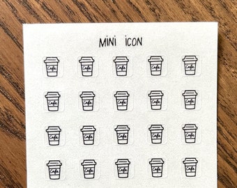 Adesivi COFFEE Micro Icon / Adesivi trasparenti Mini Icon / Adesivi trasparenti opachi / Adesivi per planner minimali e funzionali / Adesivi personali tascabili A5, Bujo
