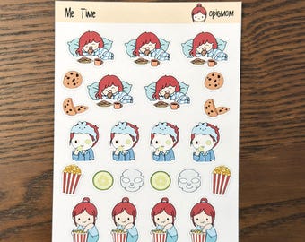Me Time | Cute hand-drawn stickers | Planner Stickers | Decorative Planner Stickers, Planner stickers, Bullet Journal stickers