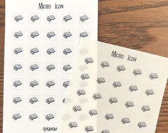 READING BOOK Micro Icon Stickers | Transparent stickers | Minimal & Functional Planner Stickers | A5 Pocket Personal |Bullet Journal