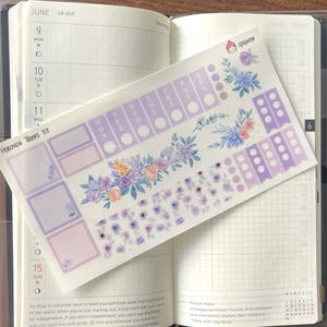 Hobonichi Weeks Weekly Kit | Purple Blossom Weekly Kit | Calendar Stickers | Planner stickers | Decorative Planners | Functional sticker kit