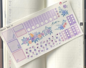 Hobonichi Weeks Weekly Kit | Purple Blossom Weekly Kit | Calendar Stickers | Planner stickers | Decorative Planners | Functional sticker kit