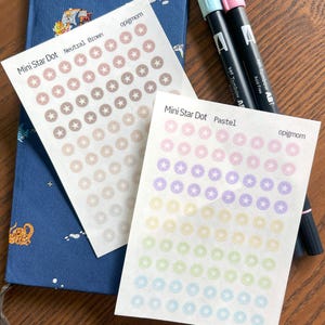 Mini Star Dots | 28 Colors, Transparent dots | Dot Sticker | Functional & Minimal Planner Stickers | Bullet Journal stickers
