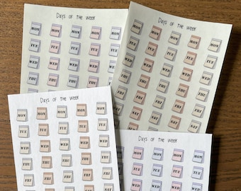 Days of the Week Stickers | Planner, Calendar, Bullet Journal