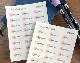 Important Priority Text Stickers | Mini Dot Script | Mini Dot Planner Header | 28 colors | Minimal Functional Script | Planner & Journal