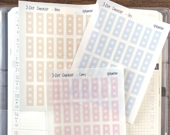 CHECKLIST | 3 Dot Checklist | Transparent Dot Checklist | 28 colors Mini Checklist | Functional Planner Stickers | Minimal Stickers