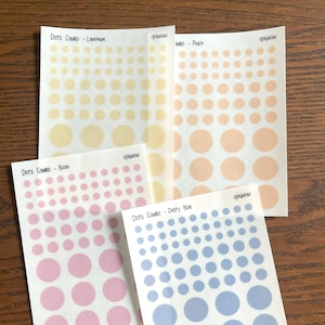 COMBINACIÓN DE PUNTOS/Puntos de varios tamaños/Puntos transparentes/28 colores, pegatinas funcionales para planificador/Pegatina minimalista para planificador, pegatina para bullet journal