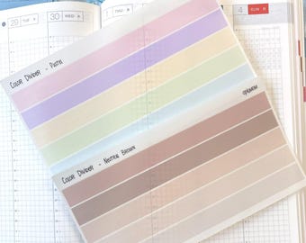 Hobonichi Weeks Color Divider | Transparent Washi Tape Stripes | Thin Washi Stripes | Divider | Planner Stickers, Minimal Planner sticker
