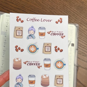 Pegatinas para amantes del café / Pegatinas de café / Pegatinas bonitas / Pegatinas para planificador / Pegatinas decorativas para planificador, Pegatinas para planificador, Pegatinas para Bullet Journal
