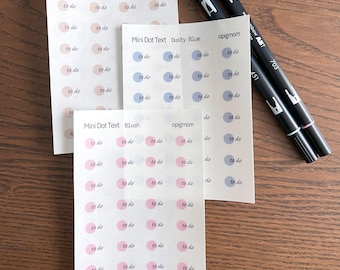 Todo Text Stickers | Mini Dot Script | Mini Dot Planner Header | 28 colors | Minimal Functional Script | Planner & Journal
