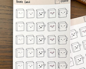 Emoji stickers for Planner | Cute Bookie Emoji | Hand-drawn mood stickers | Book Lover | Decorative Planner Stickers, Planner stickers,