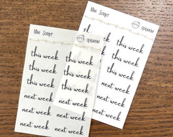 This Week/ Next Week - Mini Script planner stickers | Transparent script stickers | Functional Planner Stickers | Minimal Planner Stickers