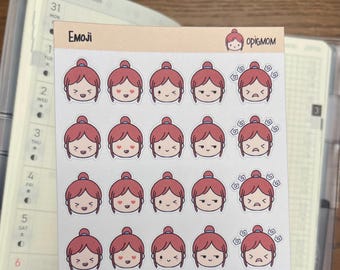 Emoji Planner Stickers | Cute Emoji | Hand-drawn mood stickers | Facial expression | Decorative Planner Stickers, Journal Stickers