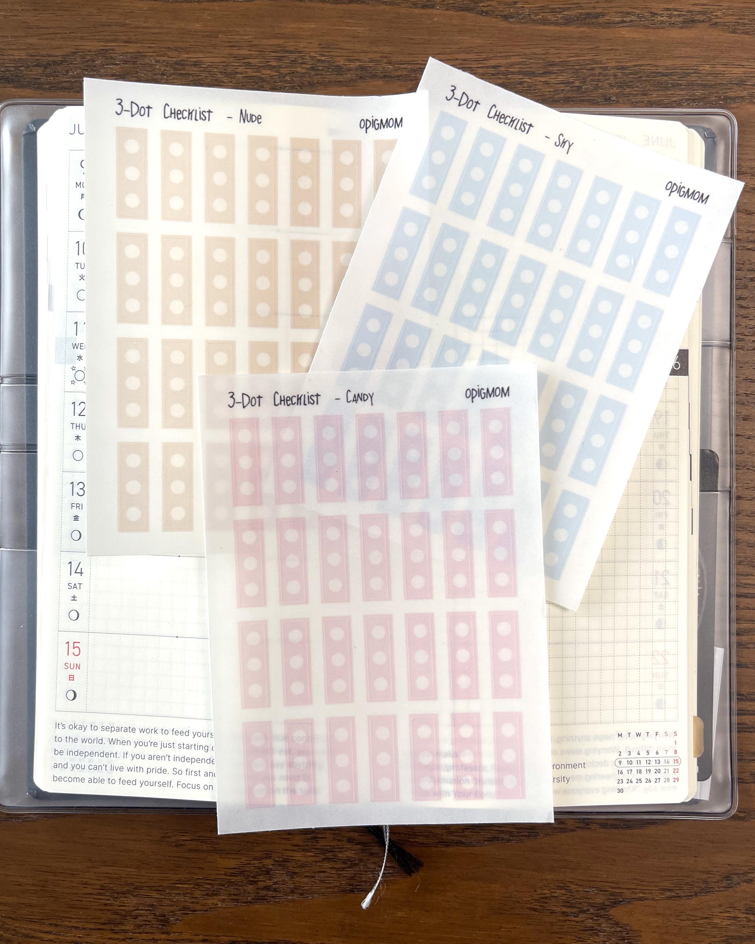 CHECKLIST | 3 Dot Checklist | Transparent Dot Checklist | 28 Colors ...