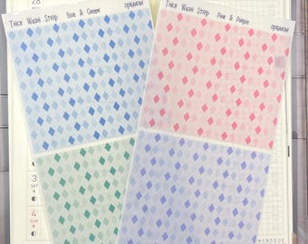 Checked Pattern Washi Tape Strips | Hobonichi Weeks Planner Stickers | Planner Decorative Stickers