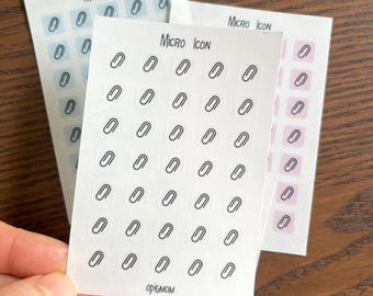 Color Icon Stickers Paper Clip | Micro Transparent stickers | Minimal & Functional Planner Stickers | A5 Pocket Personal | Bullet Journal